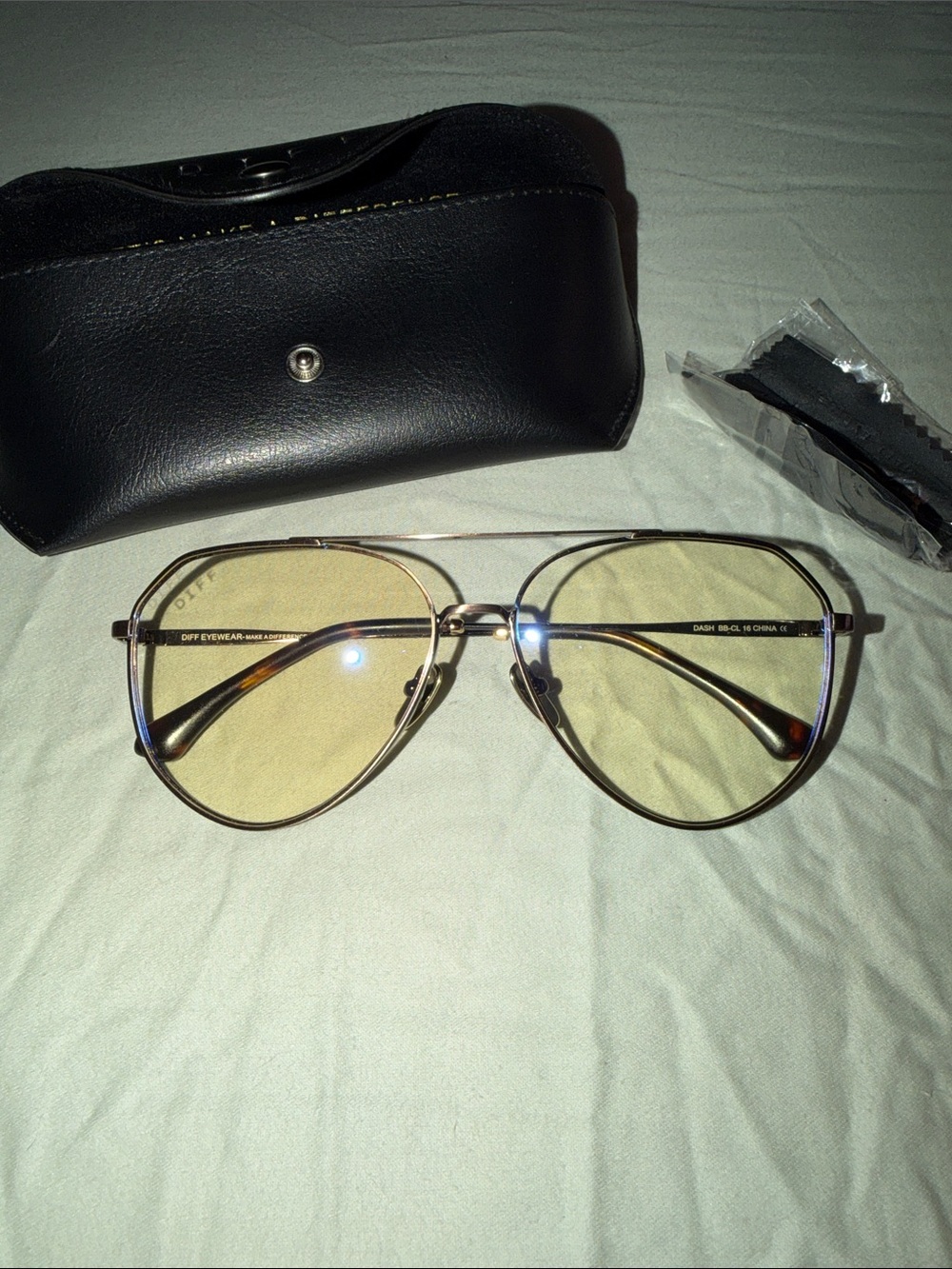 DIFF •DASH• Aviator Blue Light Eyewear in Brushed Bronze